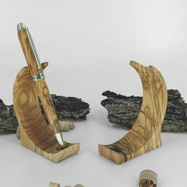 Olive Wood Single Pen Stand