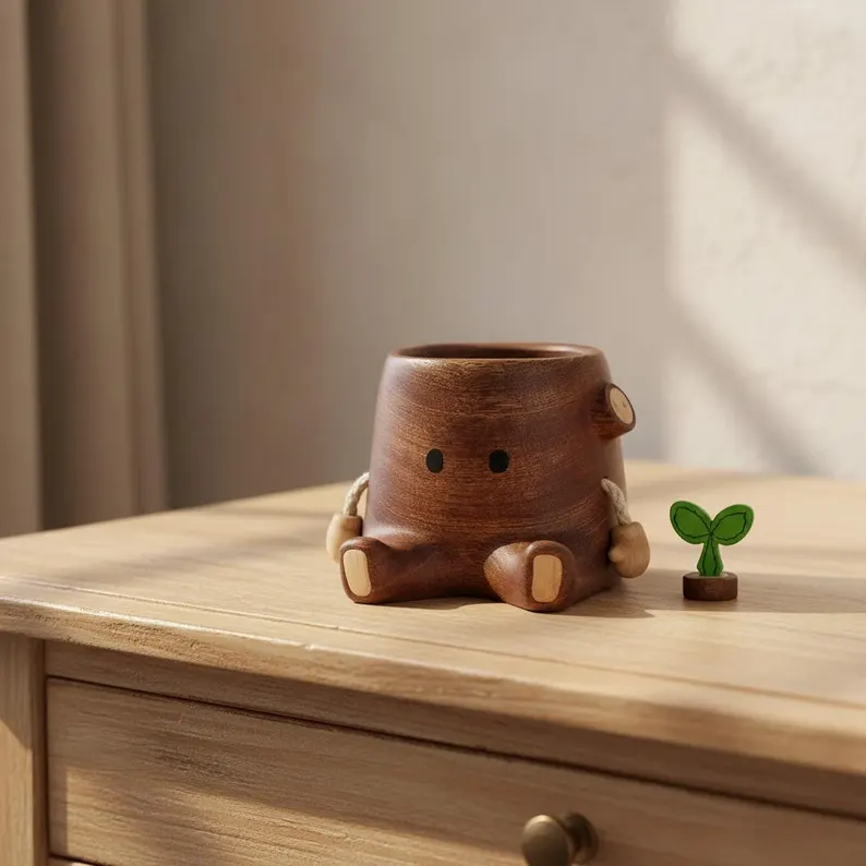 Wood Desktop Pen Holder 2