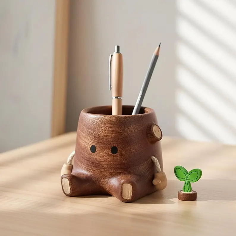 Wood Desktop Pen Holder 3