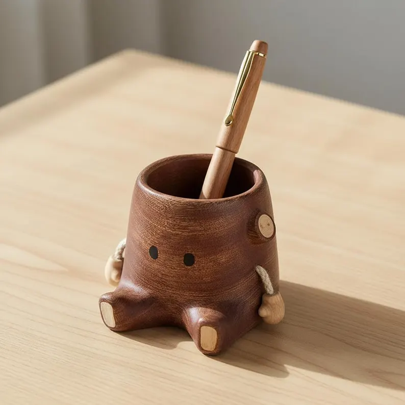 Wood Desktop Pen Holder