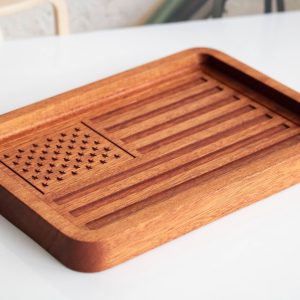 Handmade Engraved American Flag Wooden Tray