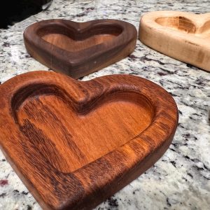 Handmade Heart Shaped Wood Tray: Small Desk Organizer