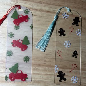 Red Truck Christmas Bookmark – Handmade Acrylic Holiday Stocking Stuffer set of 2