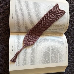 Hand knit feather bookmark