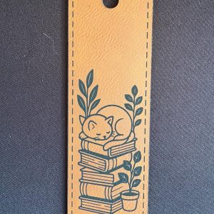 Cat & Books Leather Bookmark | Handmade Fantasy Book Lover Gift